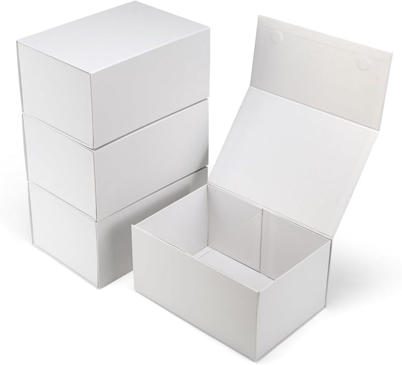 Ditwis 4 Pack 10x7x5 Inches Gift Boxes with Magnetic Closure Lids, White Magnetic Box for Wedding, Groomsmen Bridesmaid Proposal, Birthdays, Mother's Day - Image 1